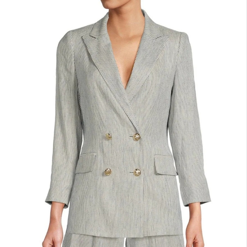 Antonio Melani Riviera Stripe Print Notch Lapel 3/4 Sleeve, US 2